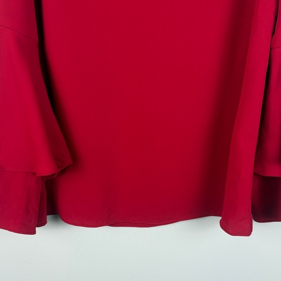 Chico's Vibrant Classic Red Tiered Flare Long Sleeve Blouse Size 8/10 - Picture 6 of 9